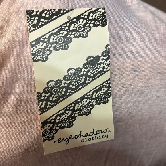 NWT Eyeshadow Tank Top Pink White Lace Detail Glitter Sheer Size Medium - Picture 7 of 7